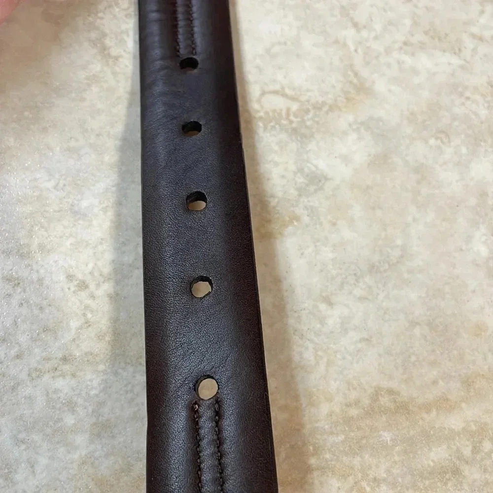 Tulliani Belt Size 34 Italian Calfskin Leather 4522 Dark Brown